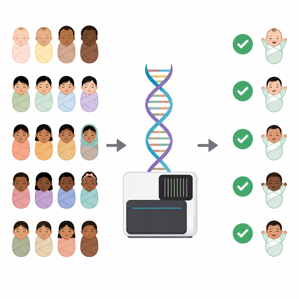Figure 1. Il sequenziamento del DNA fornisce diagnosi simili di malattie metaboliche per neonati provenienti da diversi background ancestrali.