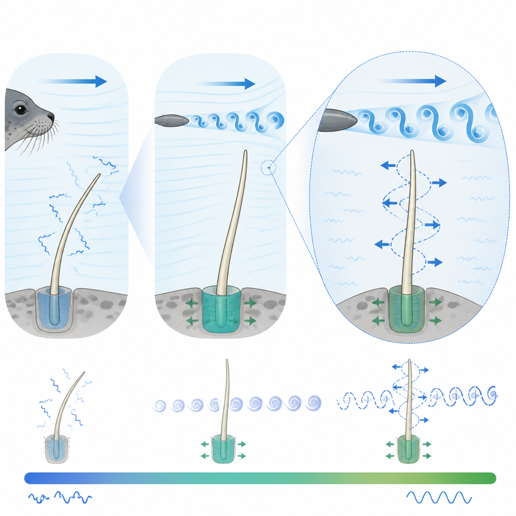 Figure 2. Come un muscolo artificiale morbido spinge un vero baffo di foca per percepire meglio i risvegli vorticosi dell’acqua