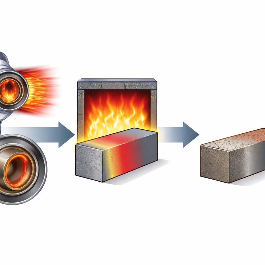 Figure 1. Come il riscaldamento dell'acciaio per cuscinetti aeronautici crea uno strato superficiale danneggiato che indebolisce i pezzi durante i processi ad alta temperatura.