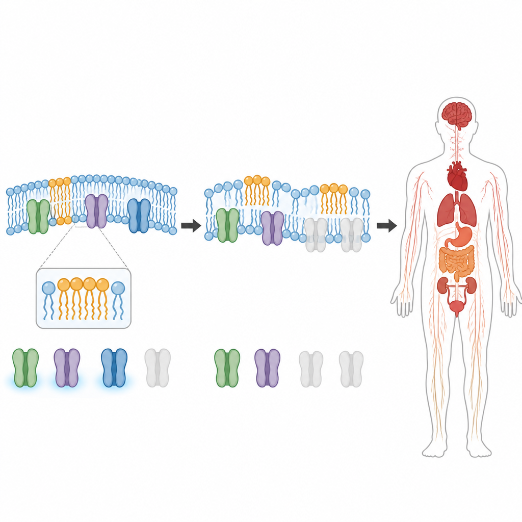 Figure 2. Hoe een vetachtige stof in zenuwcellen de vitaliteit van dopaminetransporters beïnvloedt en leidt tot verergering van automatische lichaamsverschijnselen bij Parkinson.