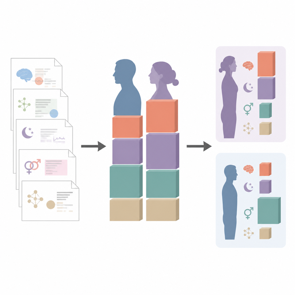 Figure 2. Come gli studi combinati rivelano che le donne con Parkinson riportano pi	 problemi di umore e sonno, mentre gli uomini riportano pi	 problemi sessuali.