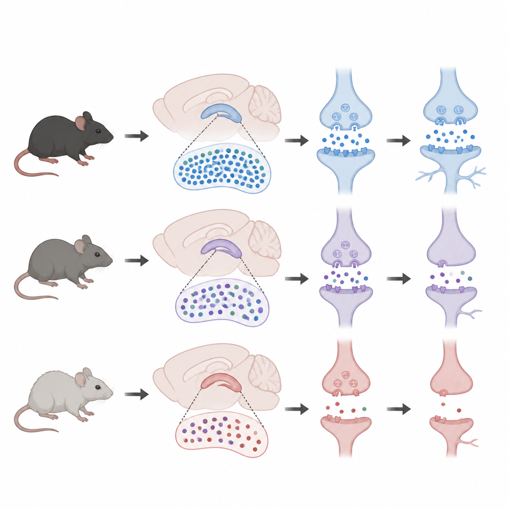 Figure 1. Come la variazione dei segnalini chimici sull’RNA nel cervello invecchiato e malato del topo possa influire sulla salute delle sinapsi