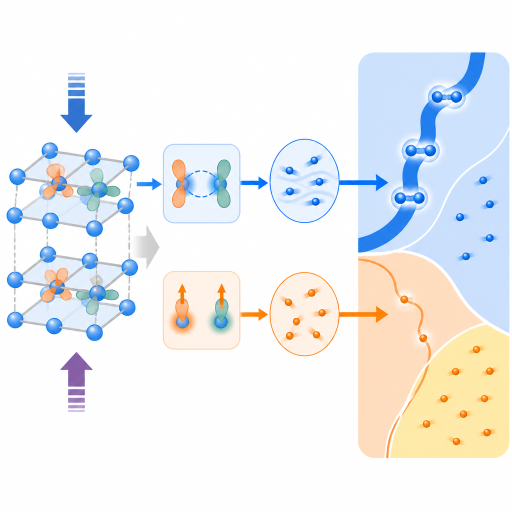 Figure 1. Confronto tra due vie di accoppiamento degli elettroni per spiegare la superconductività nei materiali nichelati a doppio strato.