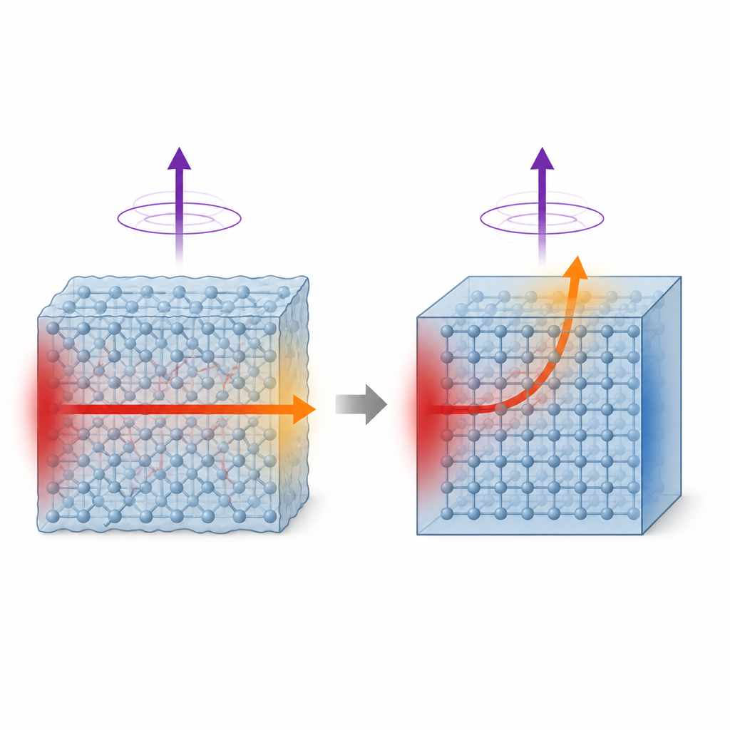 Figure 1. Come la qualità del cristallo controlla il flusso di calore laterale in un isolante sotto un campo magnetico