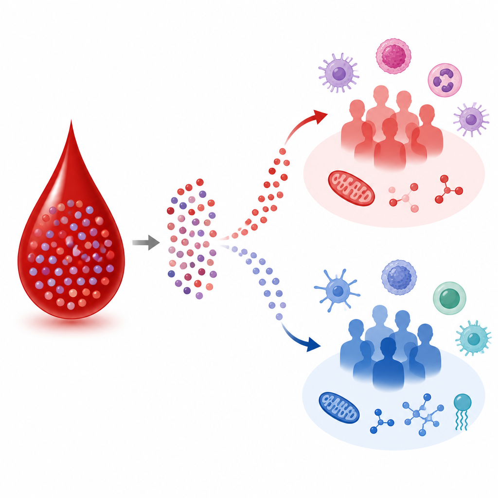 Figure 2. Les profils géniques sanguins se séparent en deux voies montrant des profils immunitaires et métaboliques différents dans la schizophrénie.