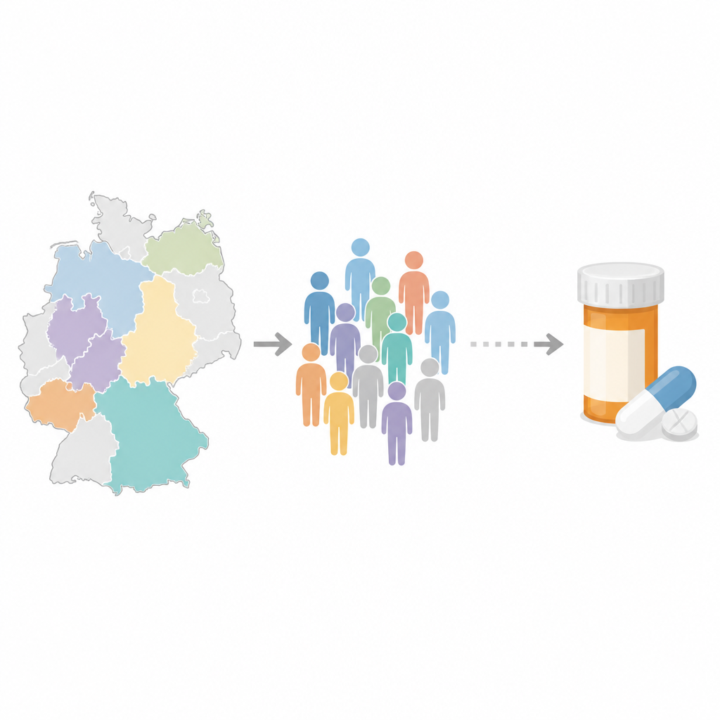 Figure 1. How clozapine use for hard-to-treat schizophrenia changed across Germany and regions over a decade.