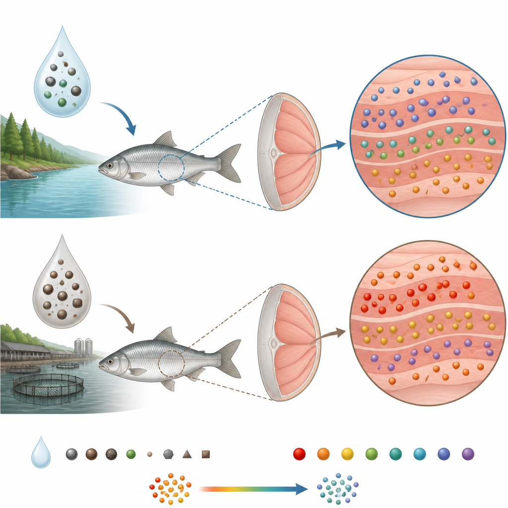 Figure 2. Mostrar cómo las condiciones del agua moldean los aminoácidos dentro de una carpa plateada y cómo la arginina destaca entre peces salvajes y de cría.