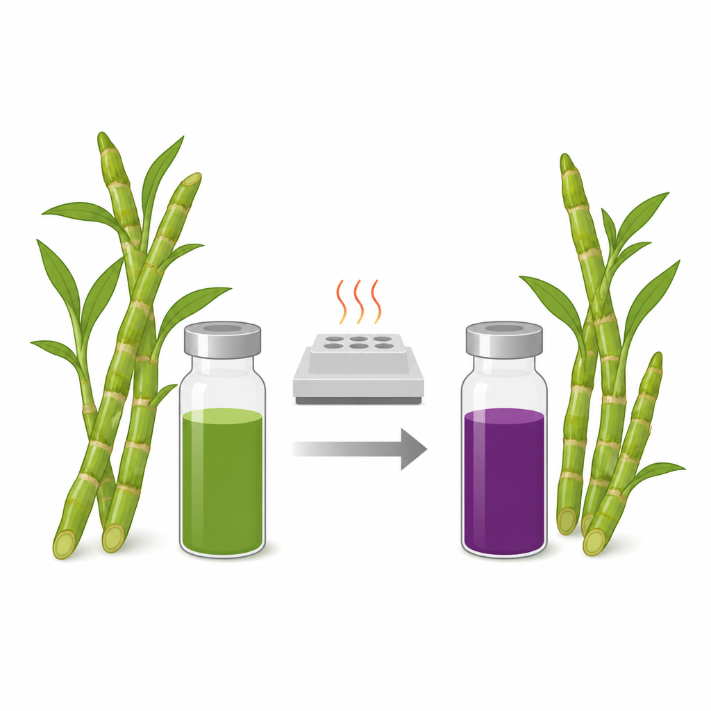 Figure 1. Wie Erwärmen eines grünen Orchideen-Getränks es in ein leuchtend violettes, antioxidantienreiches Getränk verwandelt.