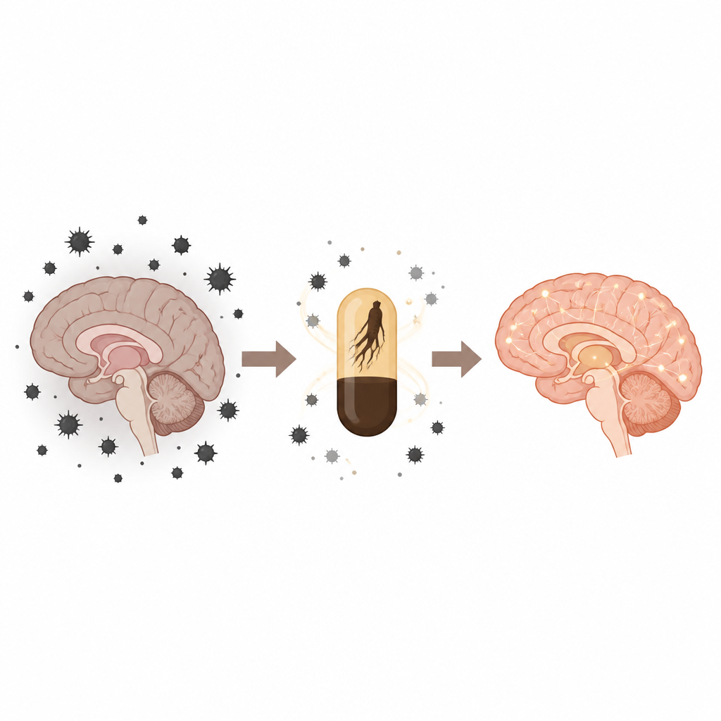 Figure 1. L’estratto di ginseng nero attenua lo stress chimico nel cervello affetto da Alzheimer e contribuisce a preservare le connessioni salutari tra le cellule nervose.