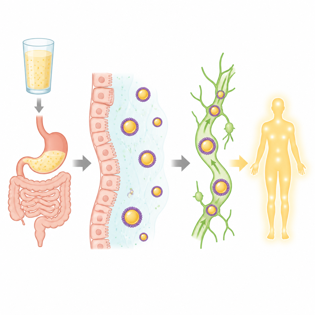 Figure 1. W jaki sposób naturalne związki z lnu w doustnej emulsji olejowej pomagają jelitu przyswajać więcej roślinnego tłuszczu omega-3