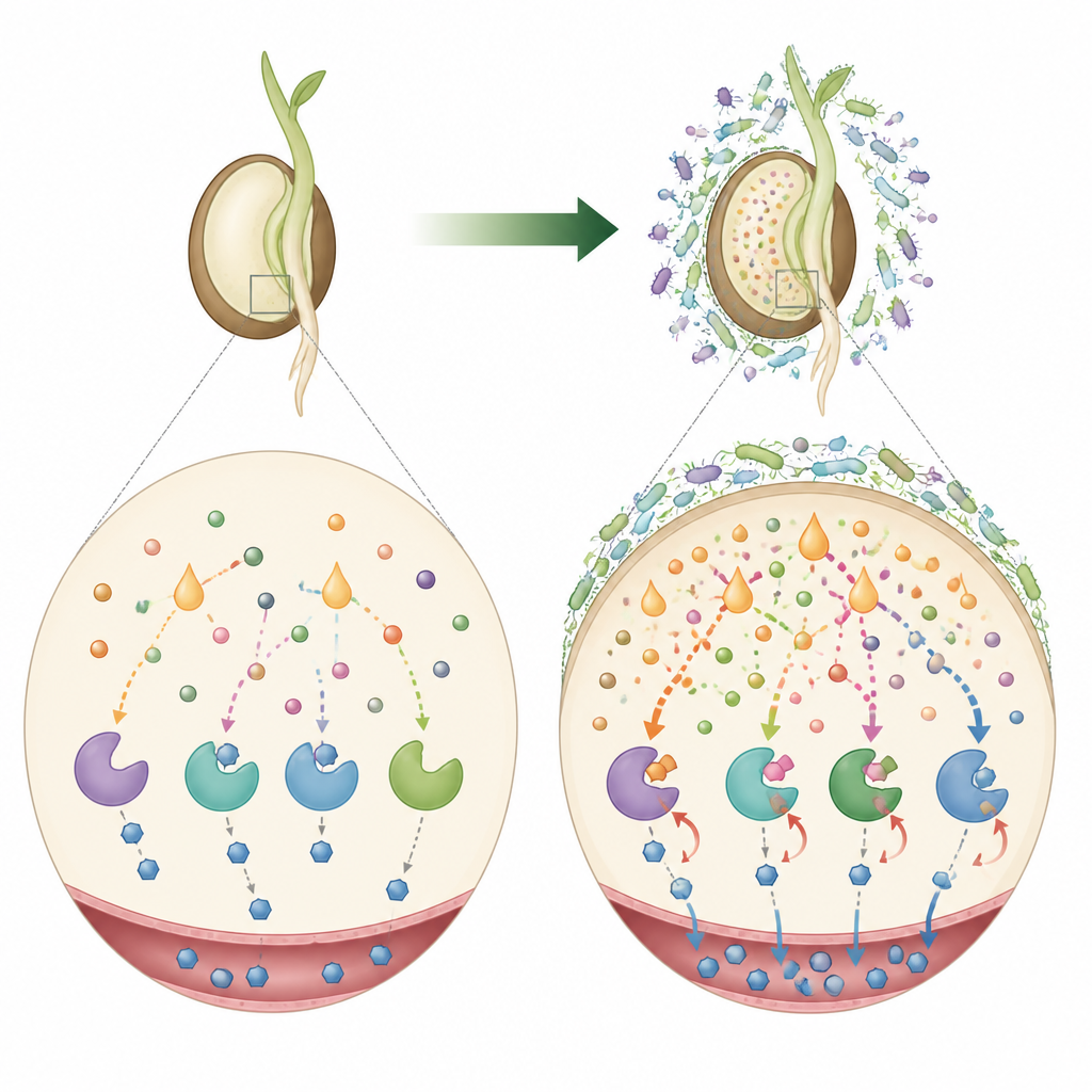 Figure 2. Microbe-treated lentil sprouts pack more active plant compounds that slow starch breakdown and aid sugar uptake