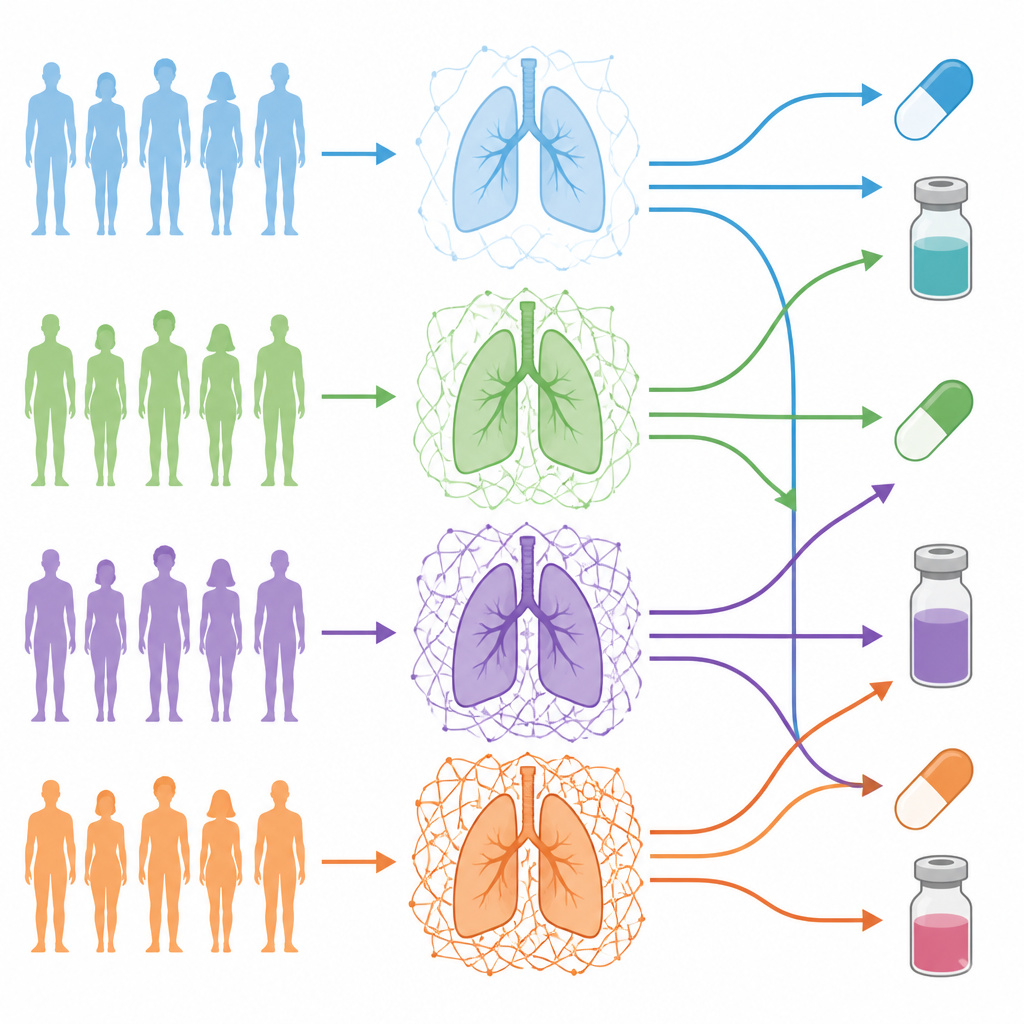 Figure 1. Lung tumors can be grouped by their surrounding tissue scaffold to reveal risks and guide which drugs might work best.