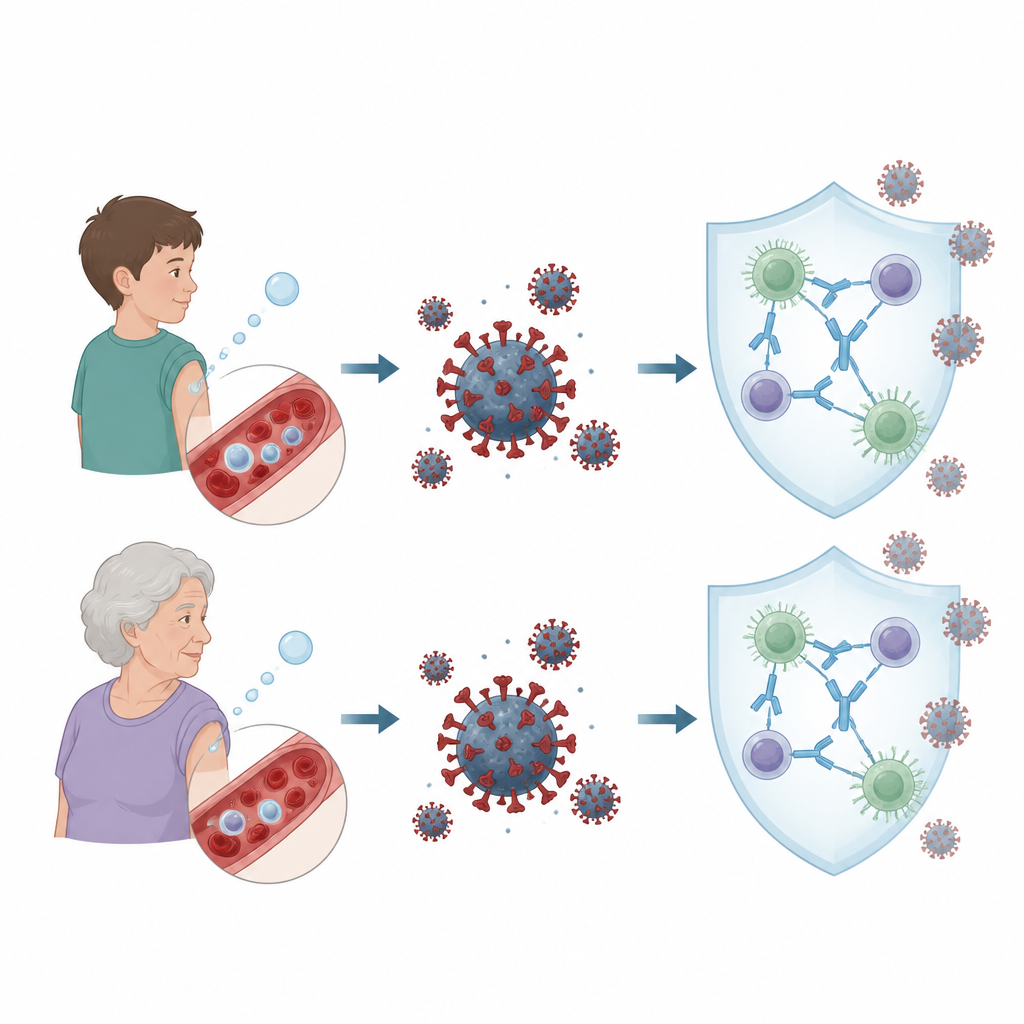 Figure 1. Cómo las vacunas contra la varicela y el herpes zóster entrenan a anticuerpos y células para trabajar juntos y detener el virus.