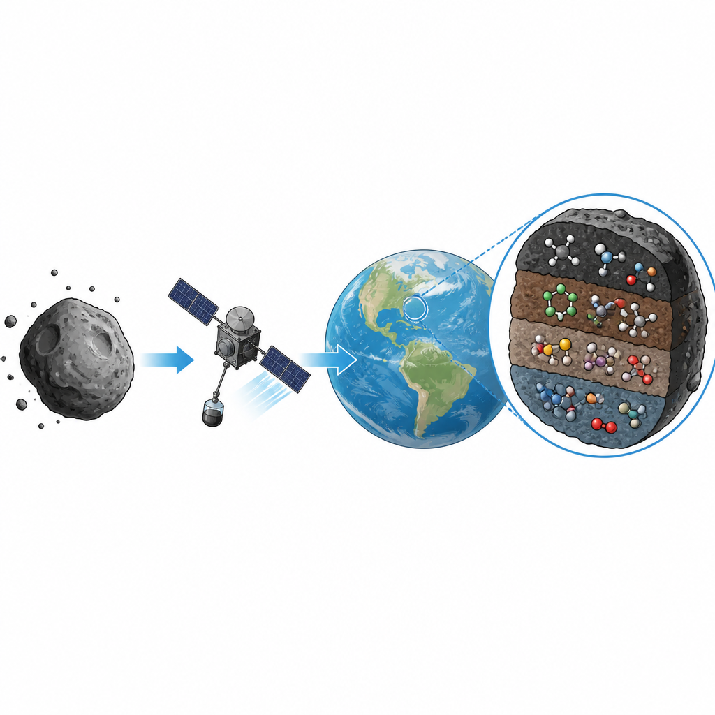 Figure 1. Gli asteroidi possono consegnare l’insieme completo dei mattoni genetici a pianeti giovani come la Terra.