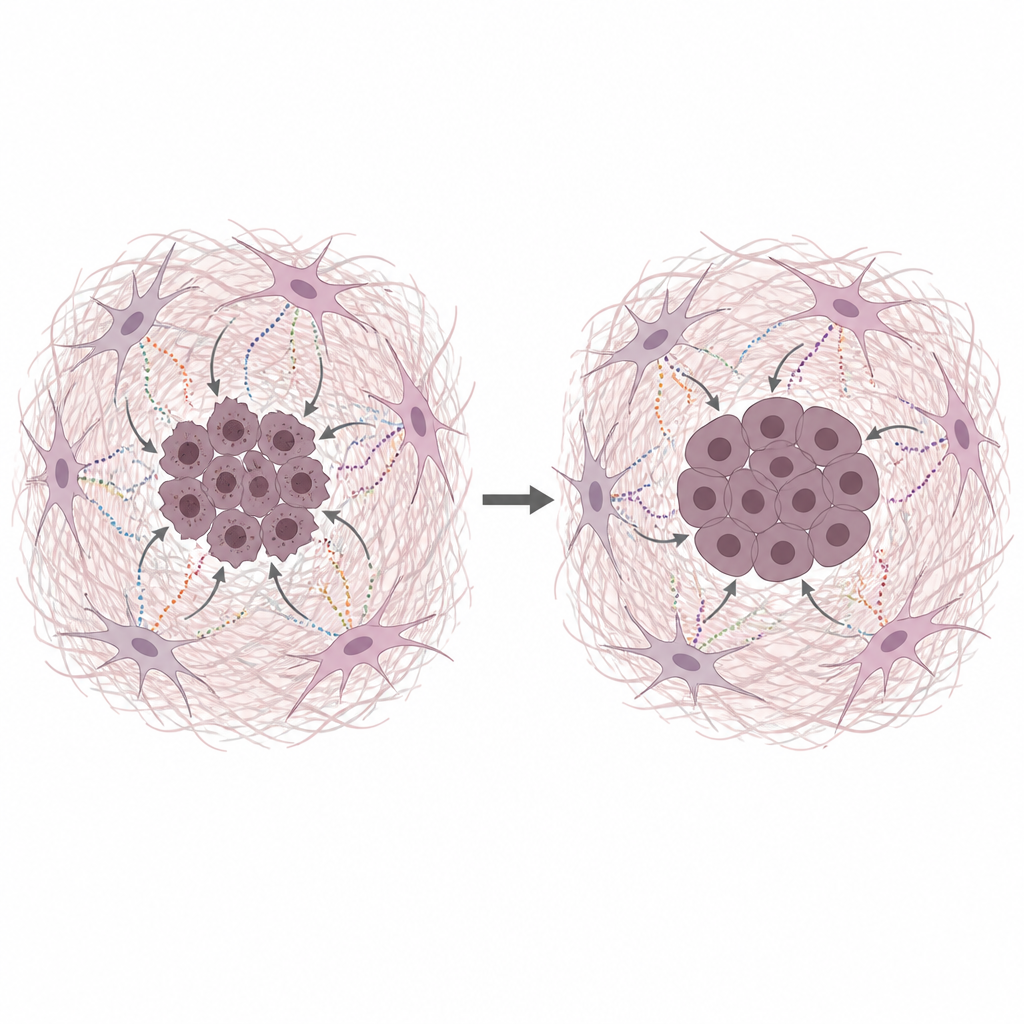 Figure 1. How fibrous support tissue around pancreatic tumors helps cancer cells shrug off DNA-damaging chemotherapy.