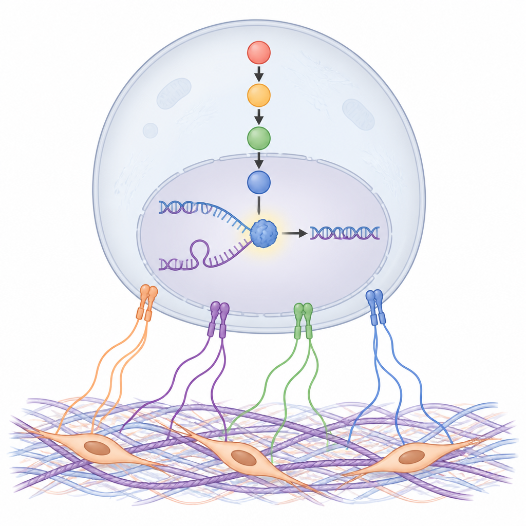Figure 2. How signals from tumor stroma activate a protein that smooths DNA copying by clearing harmful RNA–DNA tangles.