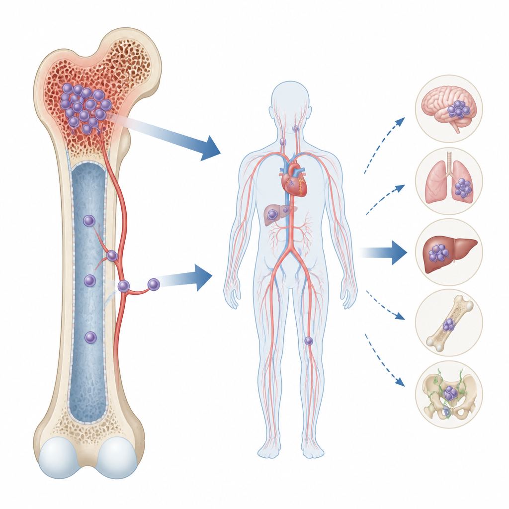 Figure 1. How different regions inside a long bone shape where dangerous leukemia stem cells hide and how far they spread.