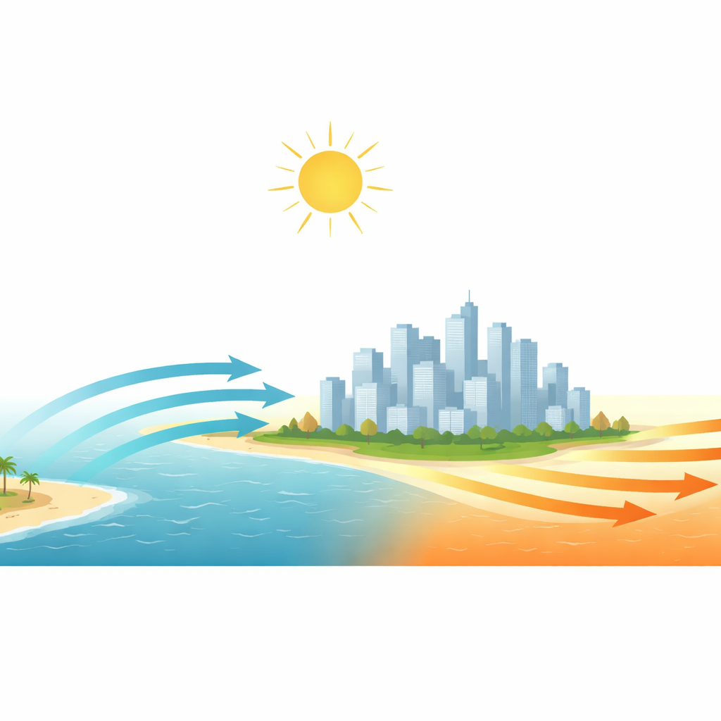 Figure 1. Warming oceans are shrinking the cooling sea breezes that help keep coastal megacities comfortable and breathable.