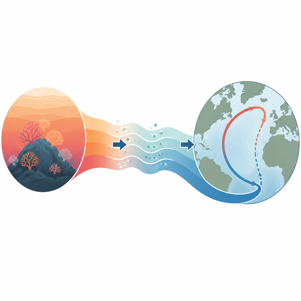 Figure 2. Chemische sporen in diepzeezeekoralen die aantonen hoe veranderende zuidelijke wateren de Atlantische circulatie verzwakken