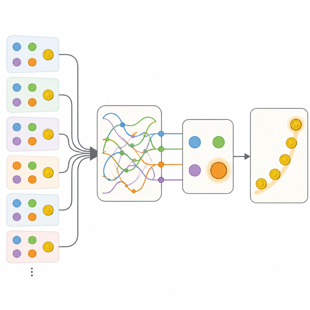 Figure 2. Come memorie stratificate combinano molte ricompense passate per sintonizzare passo dopo passo le scelte future