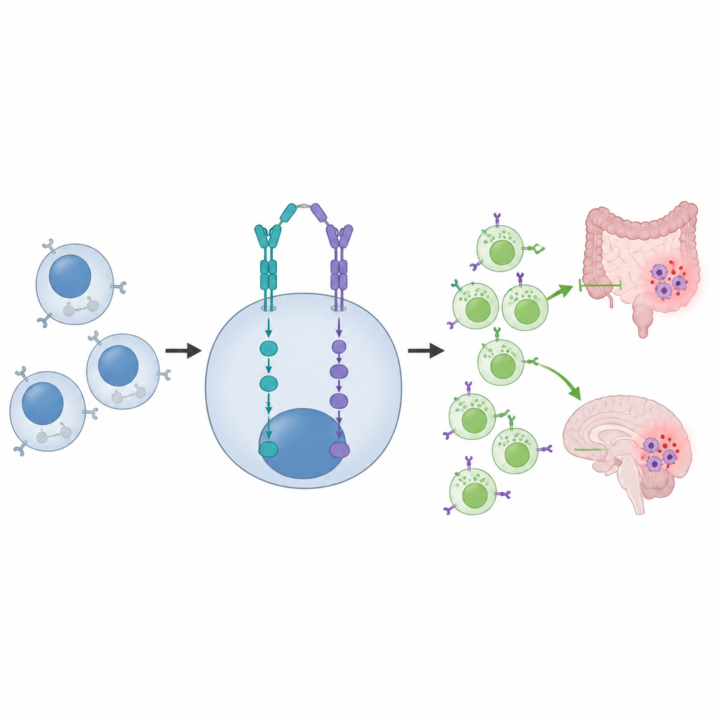 Figure 2. A single fusion molecule delivers two signals to a T cell, turning it into a traveling peacekeeper that calms inflammation in organs.