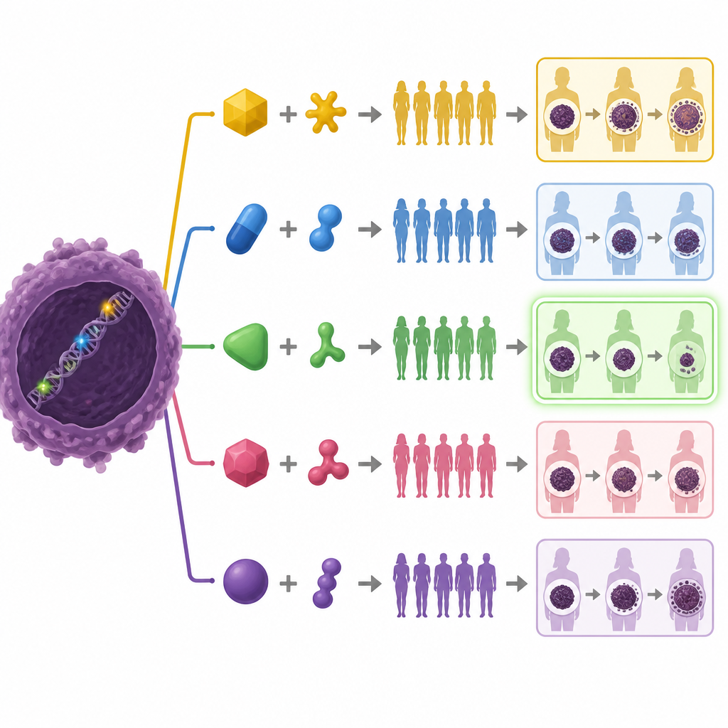 Figure 2. How specific tumor DNA changes guide choice of an existing drug and lead to different outcomes across patient groups.