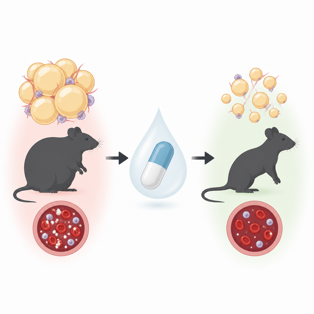 Figure 1. Ein einzelnes Kombinationsmedikament hilft fettleibigen diabetischen Mäusen, mehr Gewicht zu verlieren und den Blutzucker besser zu kontrollieren als aktuelle Behandlungen.