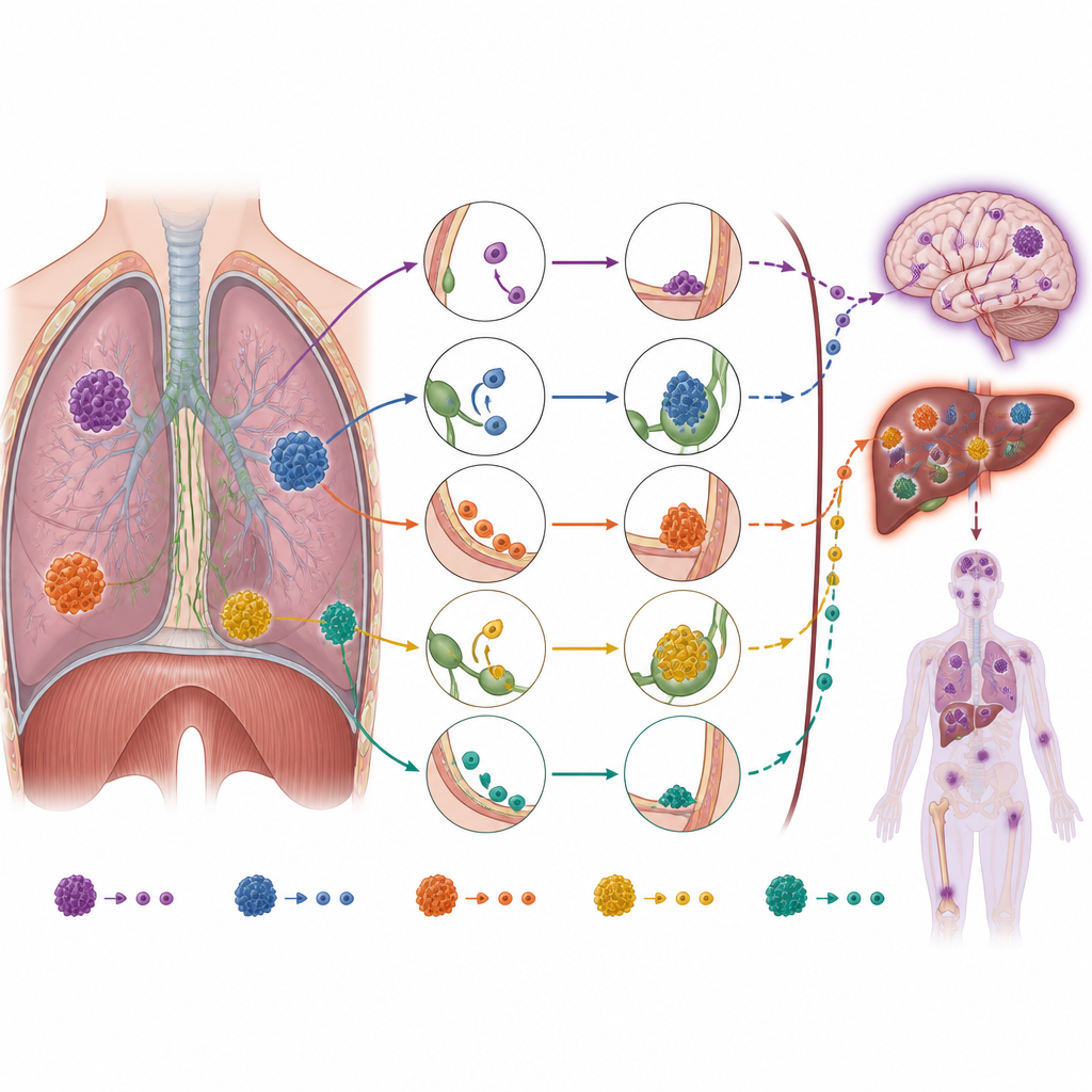 Figure 2. How early chest metastases grow, diversify, and sometimes gain instability that lets them seed distant organs.