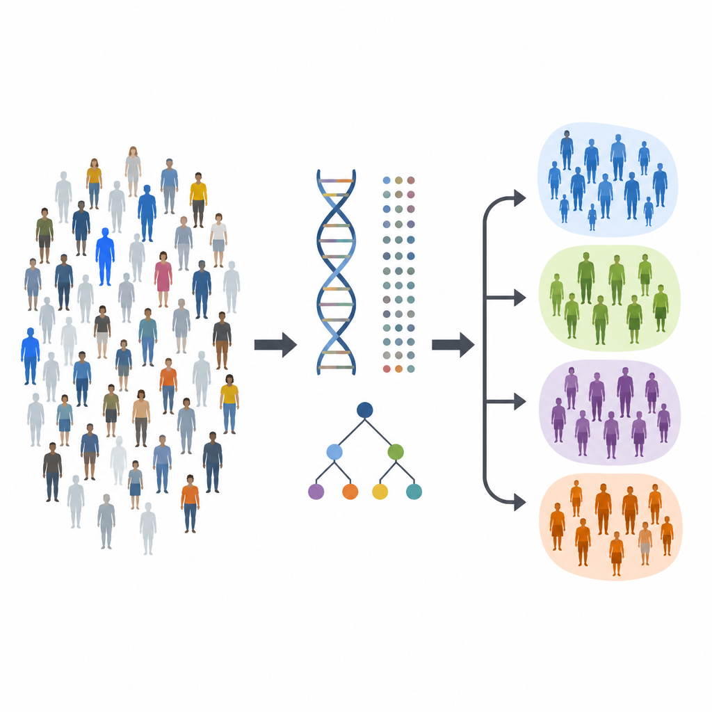 Figure 1. Cómo el ADN y un modelo de aprendizaje automático, juntos, refinan quién tiene mayor riesgo de diabetes tipo 1.