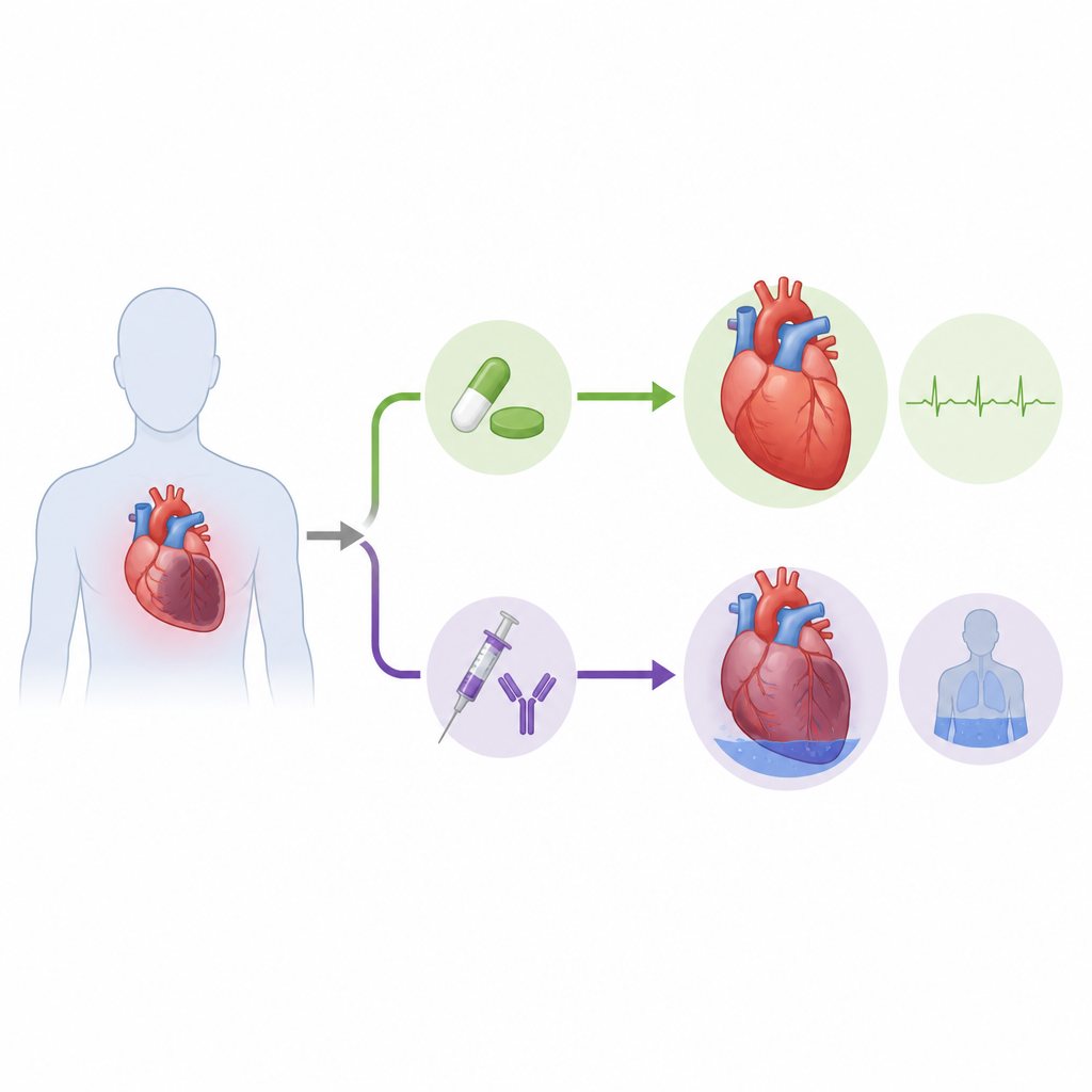 Figure 1. Jak różne metody leczenia niewydolności serca prowadzą do lepszych lub gorszych wyników dla osłabionych serc.