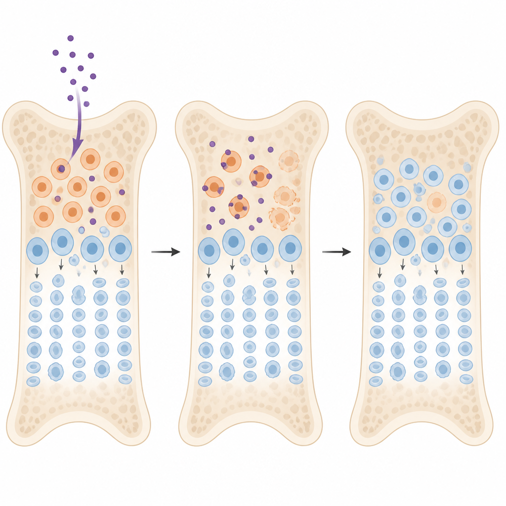 Figure 2. Cellule midollari modificate resistono a un farmaco mirato contro CD33 che rimuove selettivamente le cellule leucemiche residue dopo il trapianto.