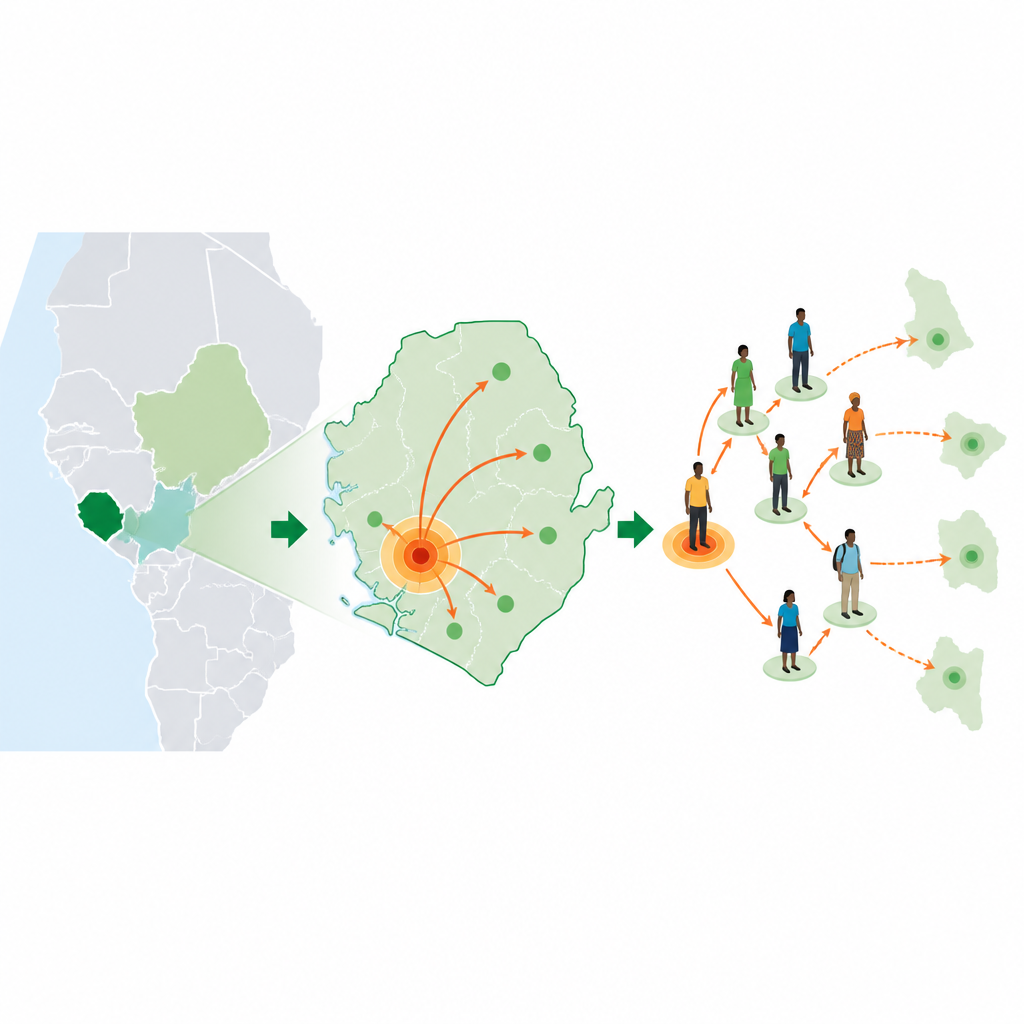 Figure 1. Come una variante di mpox nascosta in una capitale affollata è cresciuta fino a diventare un’epidemia nazionale e internazionale.