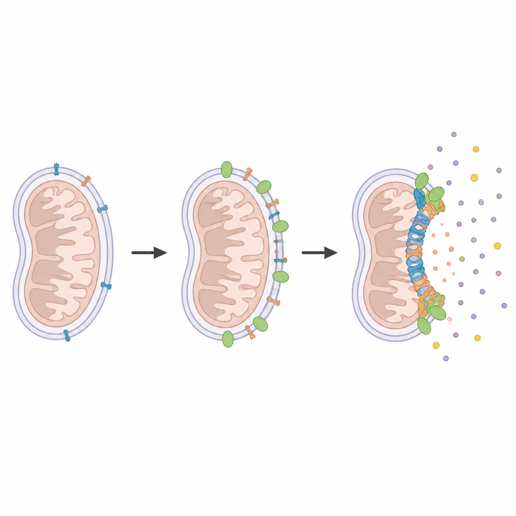 Figure 1. Ein mitochondriales Helferprotein bestimmt, wie groß Todesporen werden und wie viel Material in die Zelle entweicht.