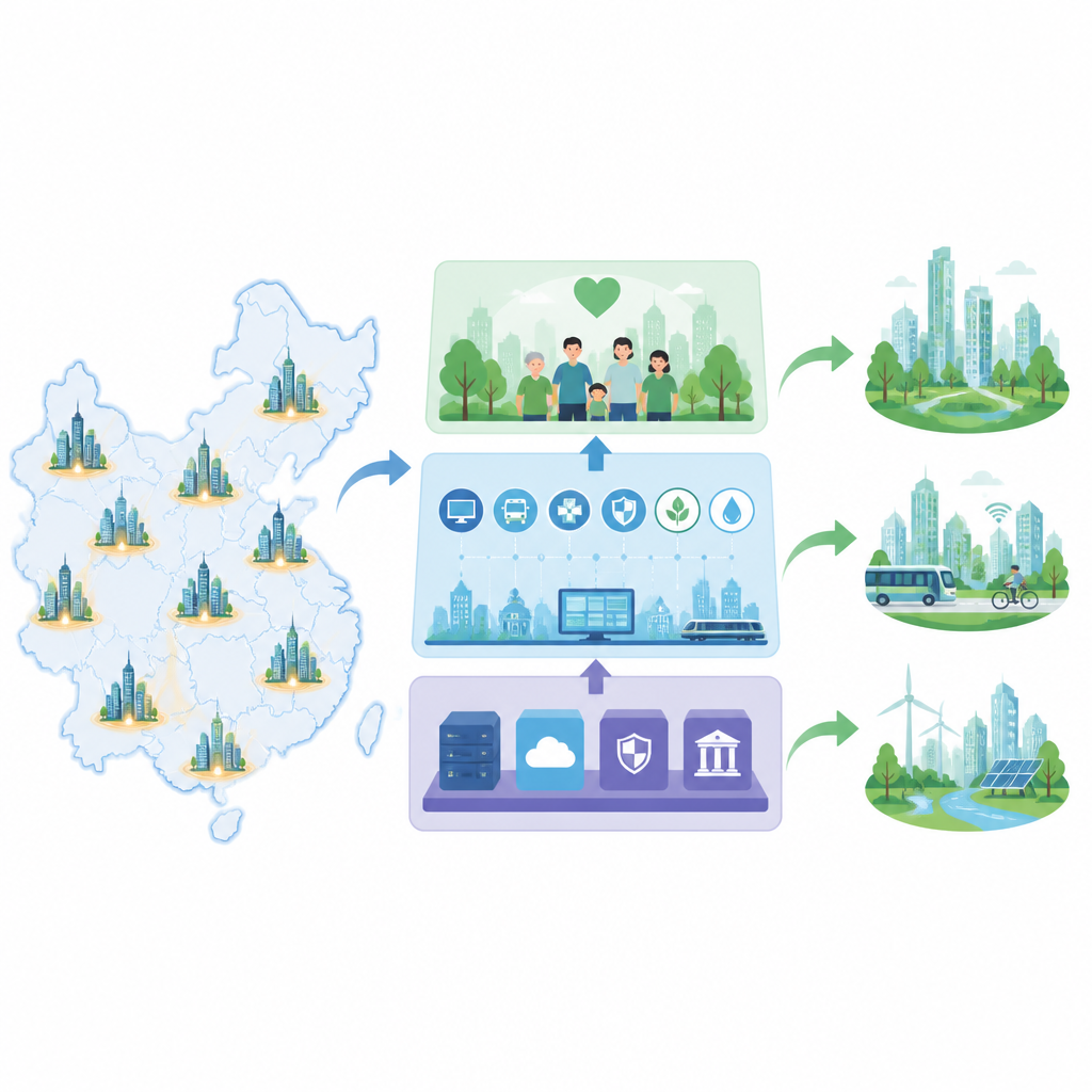 Figure 1. Come strumenti digitali, sistemi urbani e strutture di supporto collaborano per plasmare città più intelligenti e vivibili.