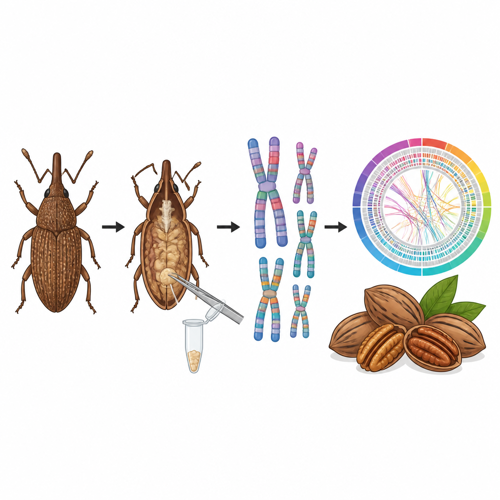 Figure 2. Tek bir böcekten kromozomlarına kadar adım adım, tekrarlarla dolu bir genomu ortaya çıkarıyor.