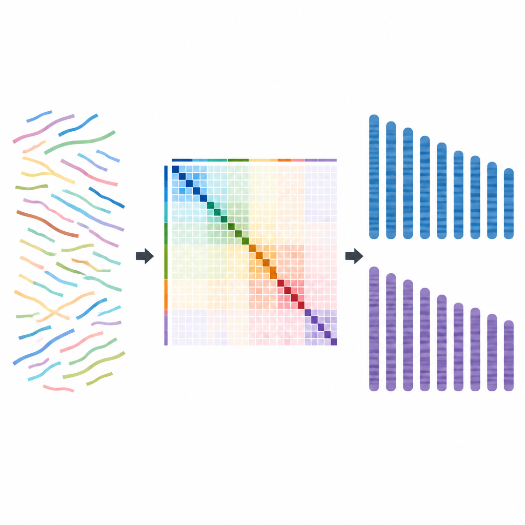 Figure 2. Come le letture del DNA e i dati di contatto 3D si combinano per costruire due set cromosomici dettagliati per una singola varietà di cacao.