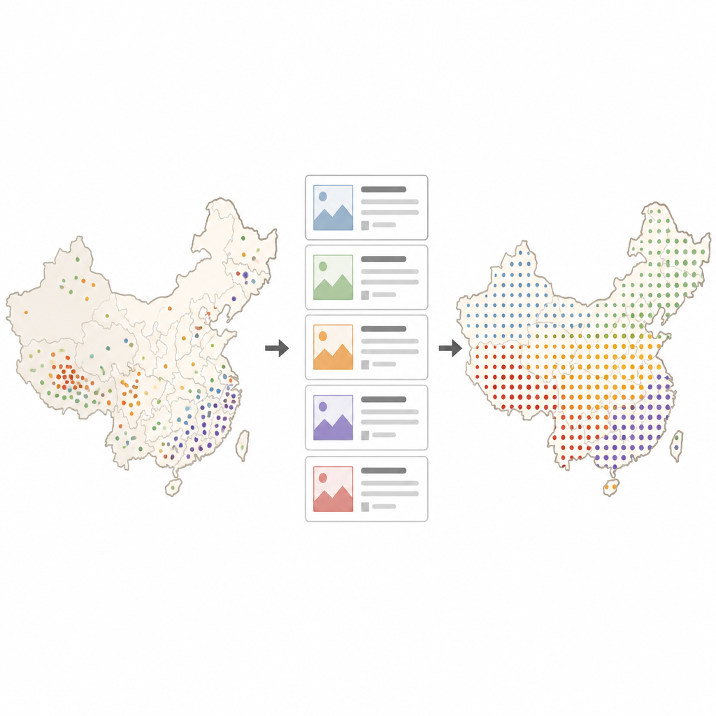 Figure 1. Trasformare migliaia di notizie sparse in una mappa nazionale precisa delle frane in Cina.