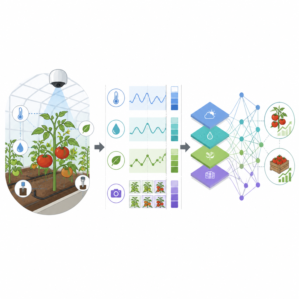 Figure 2. Come telecamere e sensori tracciano passo dopo passo la crescita del pomodoro e alimentano i modelli di analisi