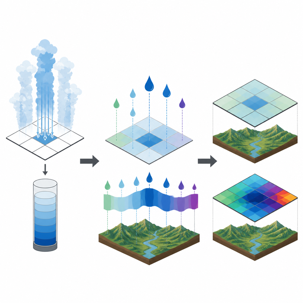 Figure 2. Hoe het volgen van koude wolken en reliëf de nieuwe methode helpt sterkere buien en droge periodes vast te leggen.