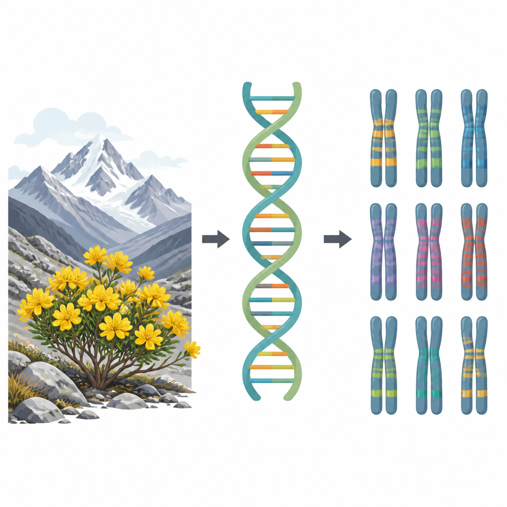 Figure 1. How scientists turned a Himalayan medicinal shrub into a fully mapped set of chromosomes.