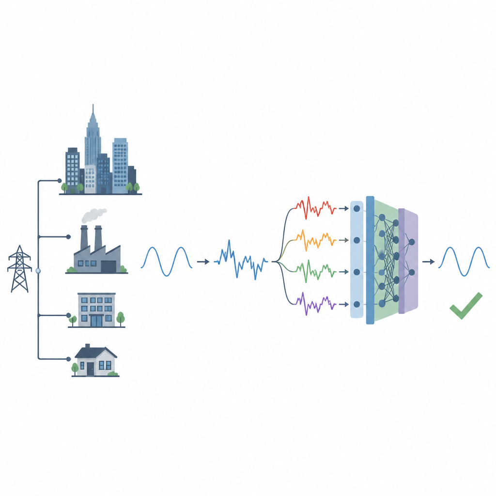 Figure 1. Come l’IA trasforma forme d’onda disordinate della rete in energia pulita e affidabile per case e industria