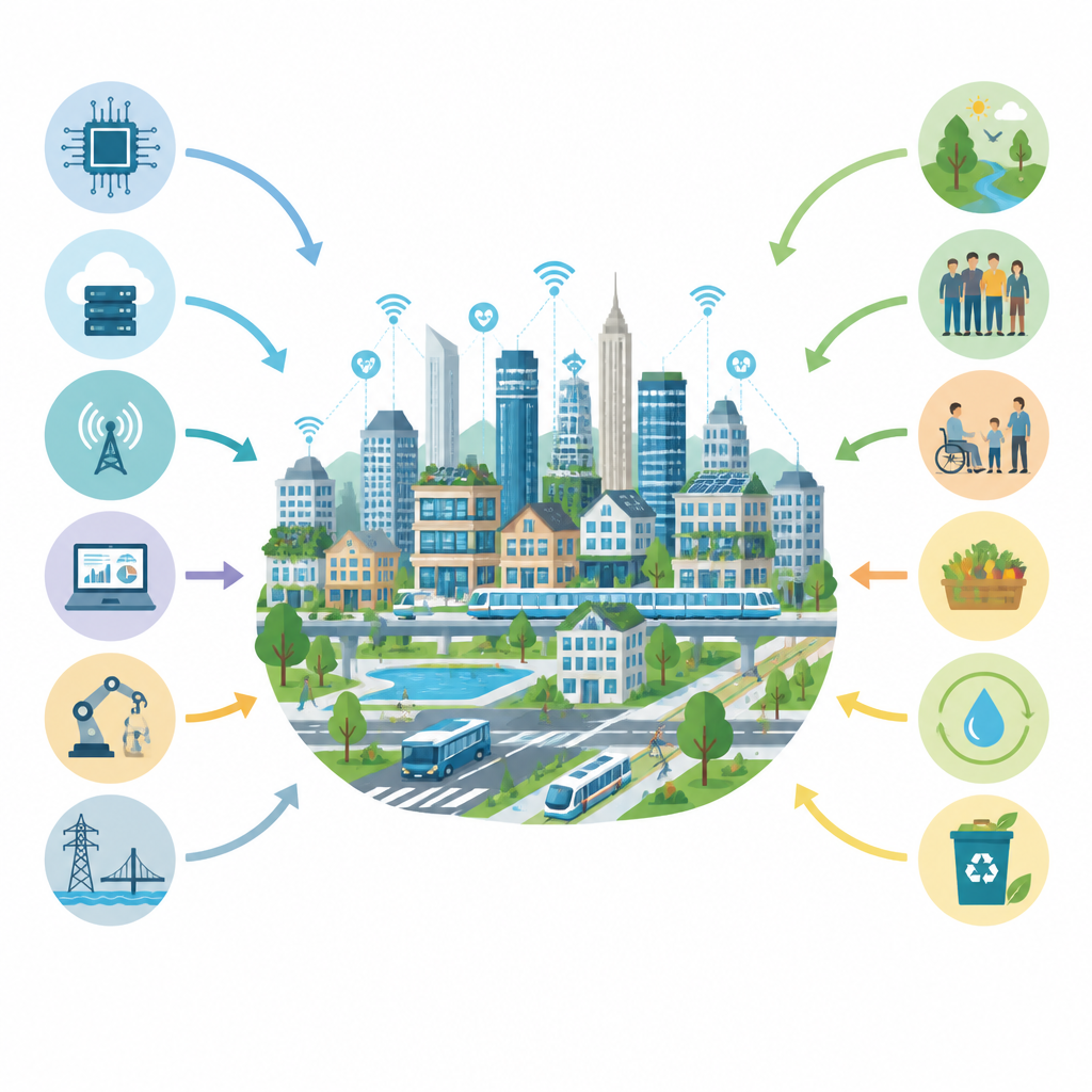 Figure 1. Las ciudades necesitan equilibrio entre tecnología, medio ambiente y vida cotidiana, y no solo una alta posición en un índice de ciudades inteligentes.