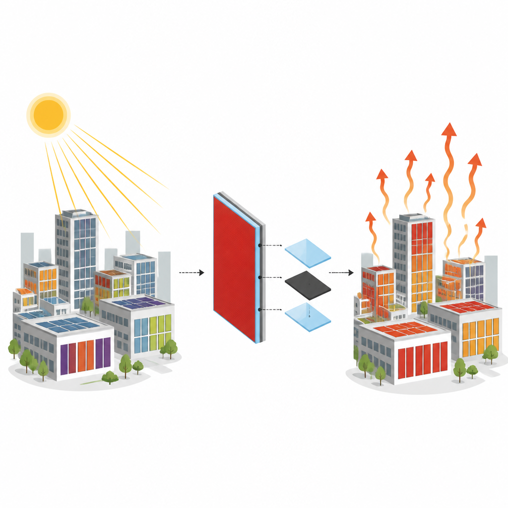 Figure 1. Superficies de edificios coloridas que captan la luz solar como calor sin sacrificar la eficiencia energética.