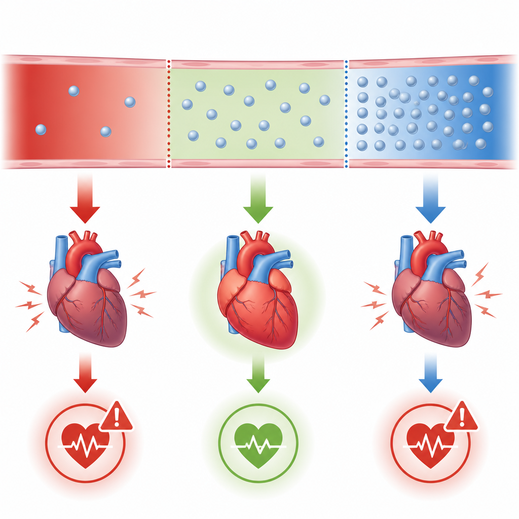 Figure 2. Sia livelli di calcio molto bassi sia molto alti possono aumentare il rischio di arresto cardiaco improvviso rispetto a un intervallo intermedio.