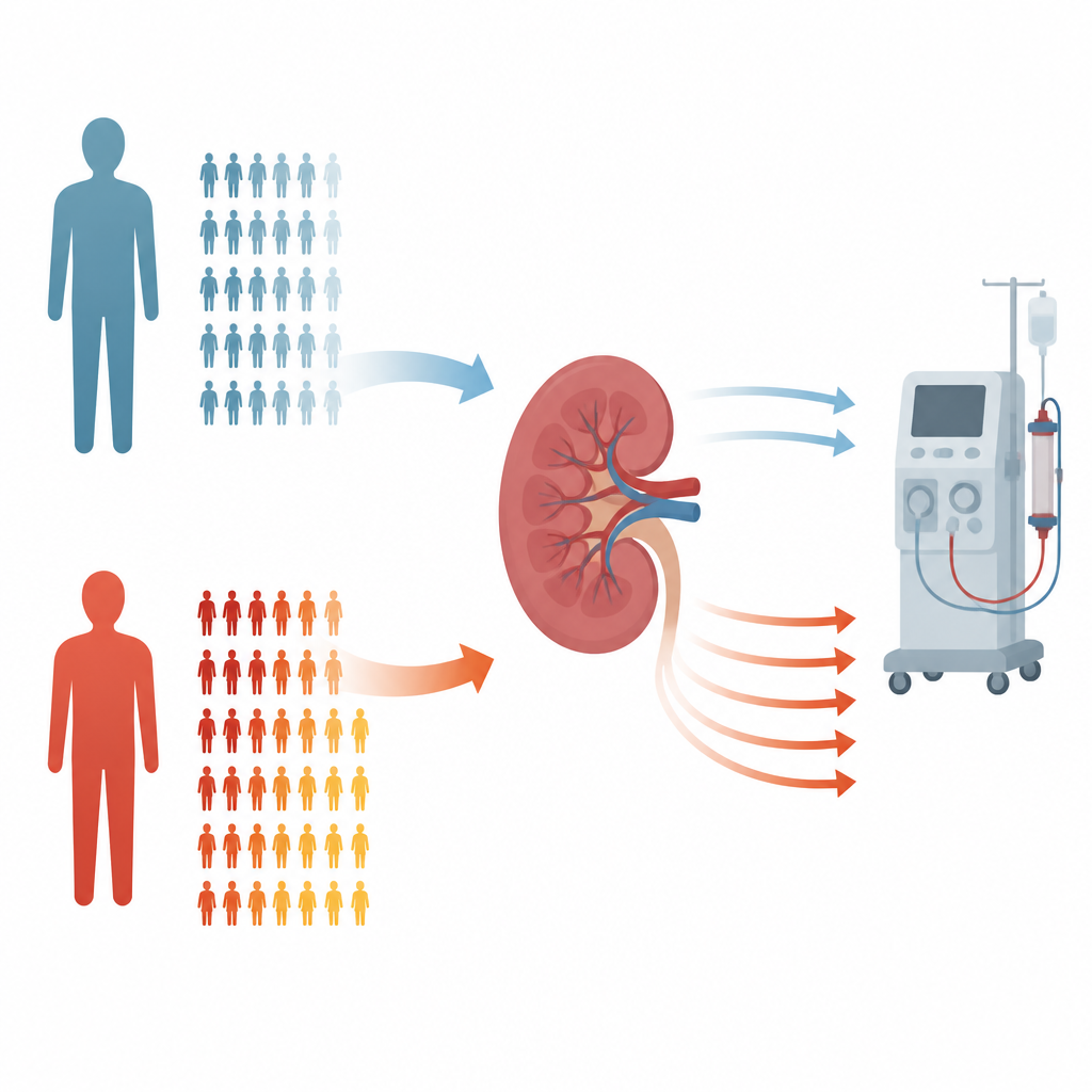 Figure 1. How a small gene change can raise the chance that chronic kidney disease progresses to kidney failure.