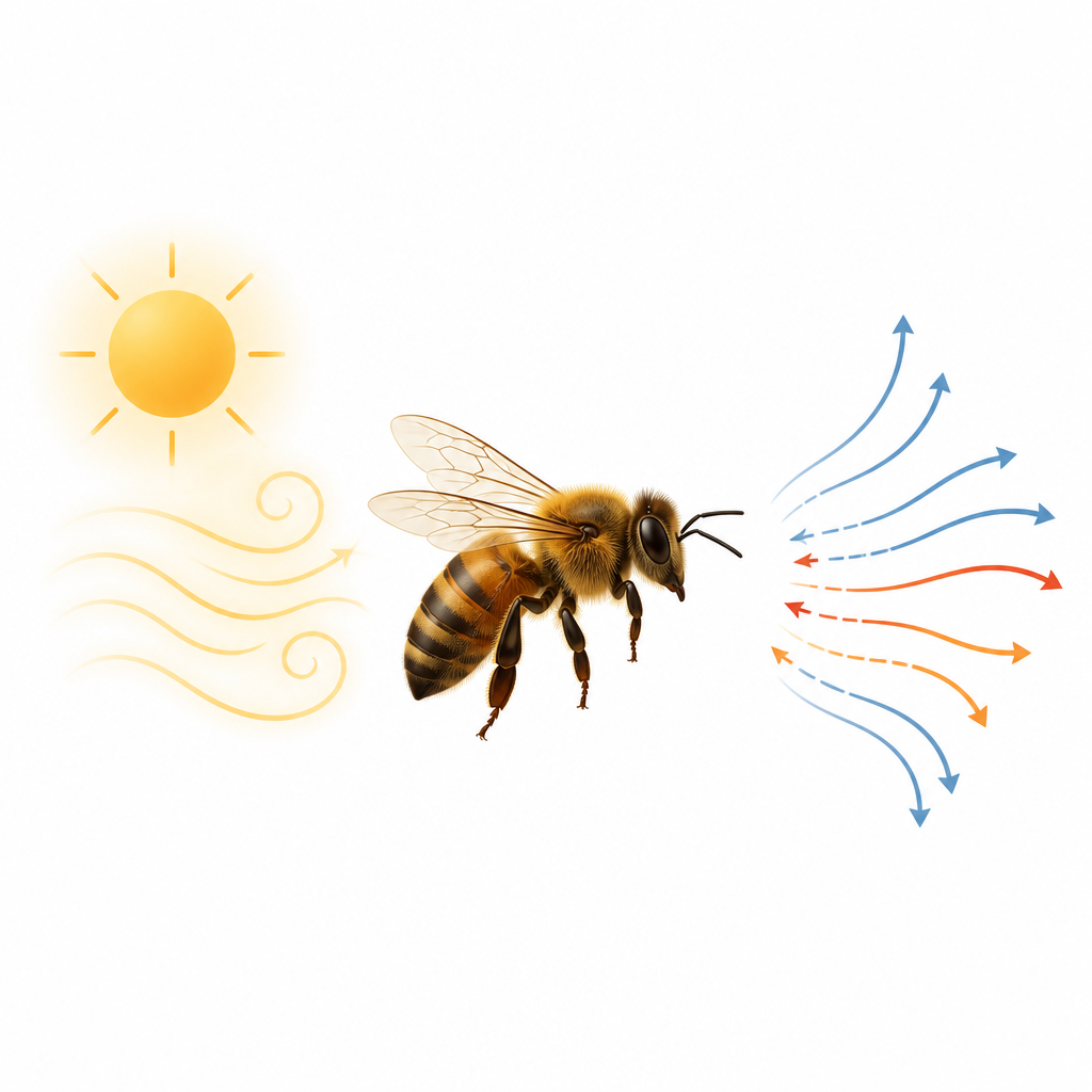 Figure 1. Werkelijke bijlichamen veranderen hoe ze warmte winnen en verliezen in een opwarmende omgeving.