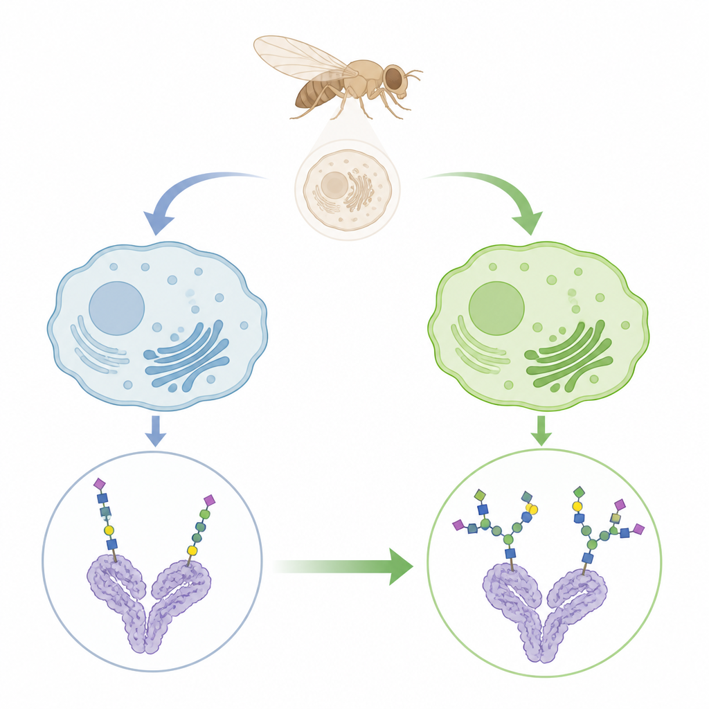 Figure 1. Ingegnerizzare cellule di insetto affinché il rivestimento zuccherino delle loro proteine somigli maggiormente a quello prodotto nelle cellule umane.