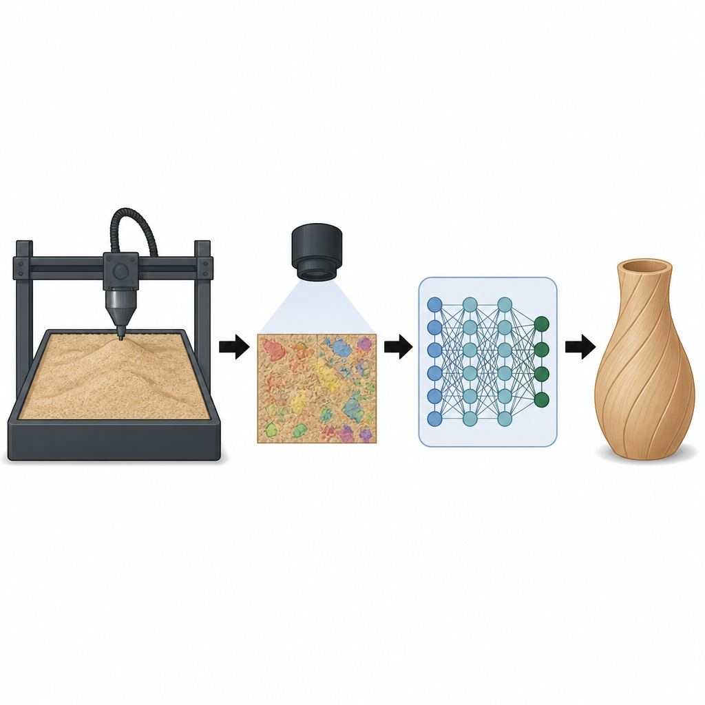 Figure 1. Come telecamere e IA monitorano le stampanti 3D per legno per individuare difetti nella polvere prima che i pezzi vengano costruiti