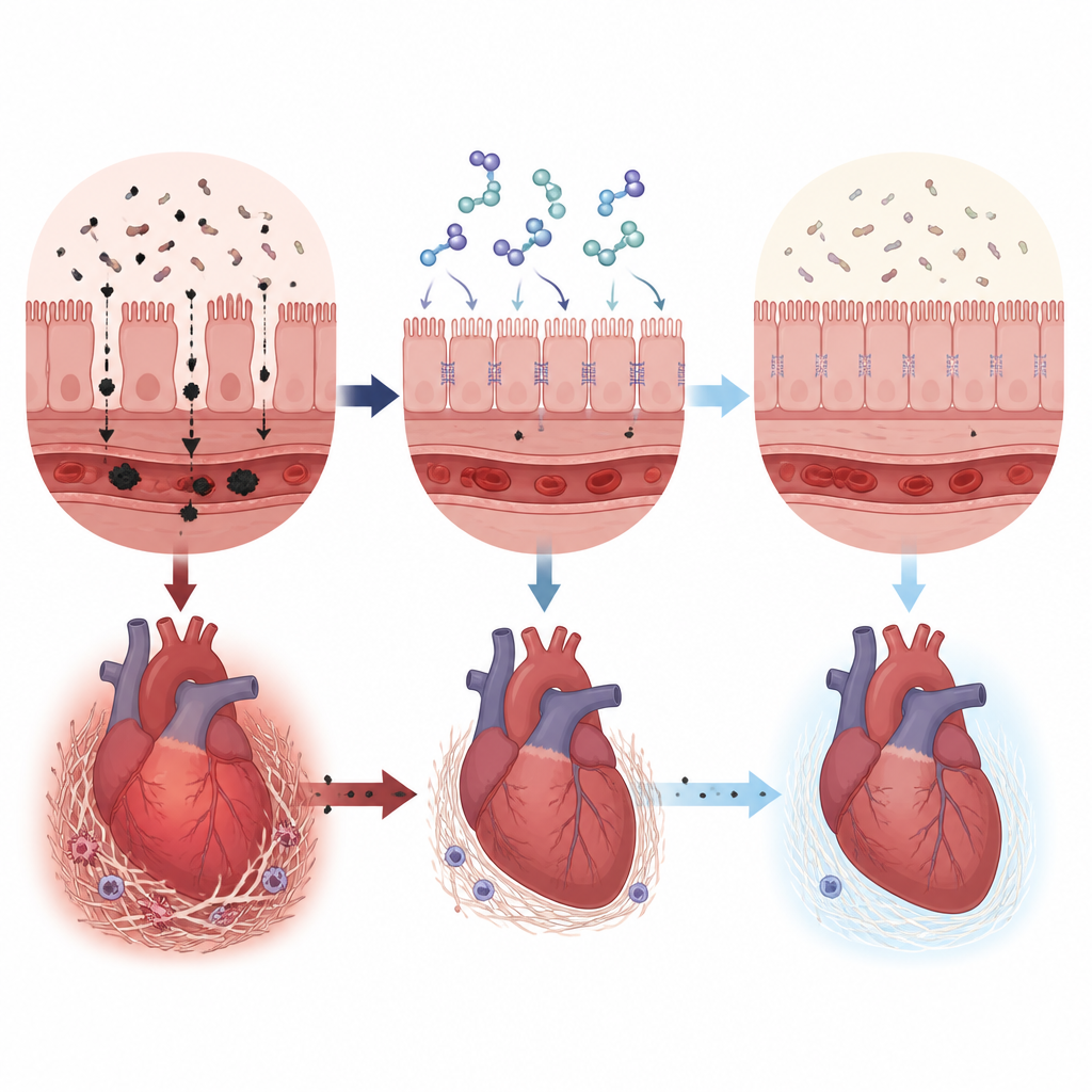 Figure 2. How semaglutide tightens a leaky gut wall and eases stress on heart tissue in diet-induced obesity.