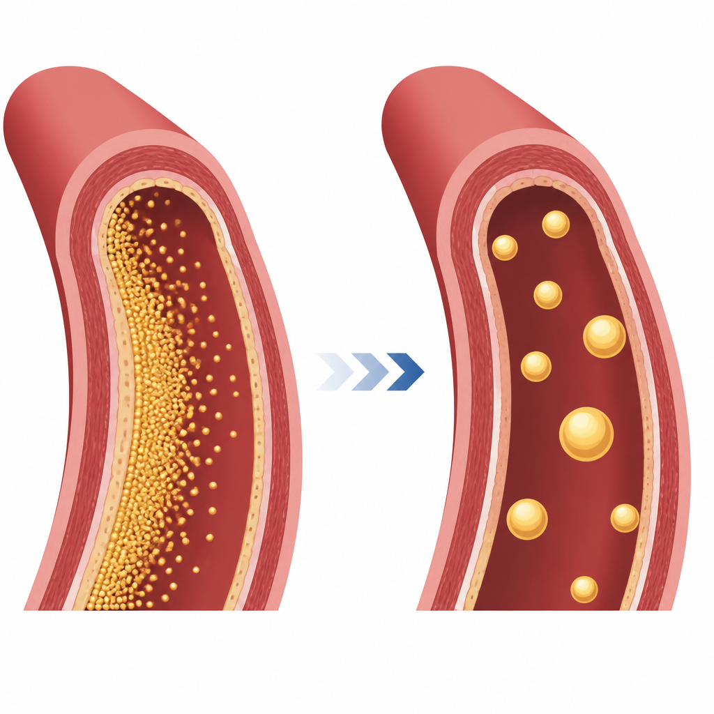 Figure 2. Come le variazioni della vitamina D sono collegate a uno spostamento da molte piccole particelle LDL dense verso meno particelle, ma più grandi.